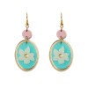 Van Gogh Blue Oval Earrings with White Almond Blossom