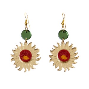 Van Gogh Red/Green Sunflowers Earrings