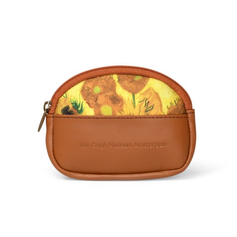 Van Gogh Coin purse silk & leather Sunflowers