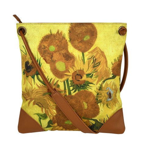 Van Gogh Bag leather & silk Sunflowers