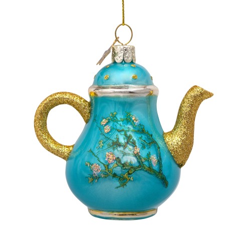 Glass ornament teapot Almond Blossom, Vondels x Van Gogh Museum