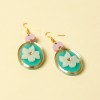 Van Gogh Blue Oval Earrings with White Almond Blossom