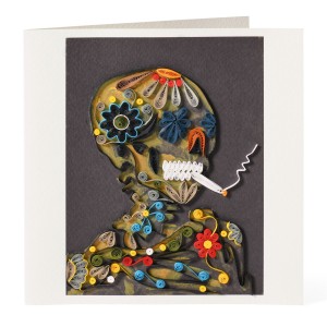 Van Gogh Notecard Filigree Head of a Skeleton with a Burning Cigaret