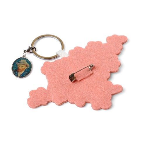 Van Gogh Keychain with Almond Blossom embroidery