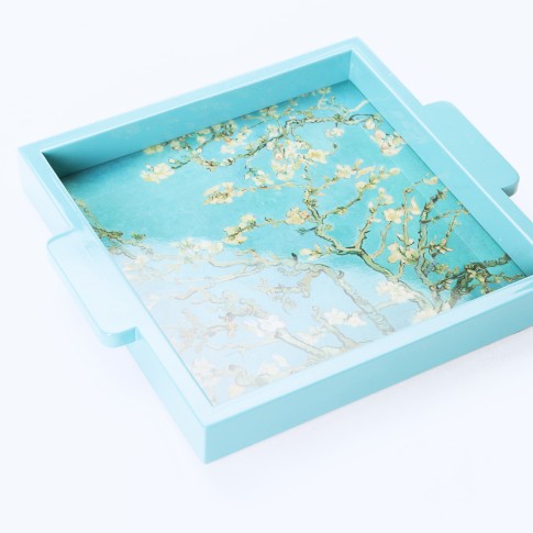 Van Gogh Lacquer Tea Box on Tray Almond Blossom