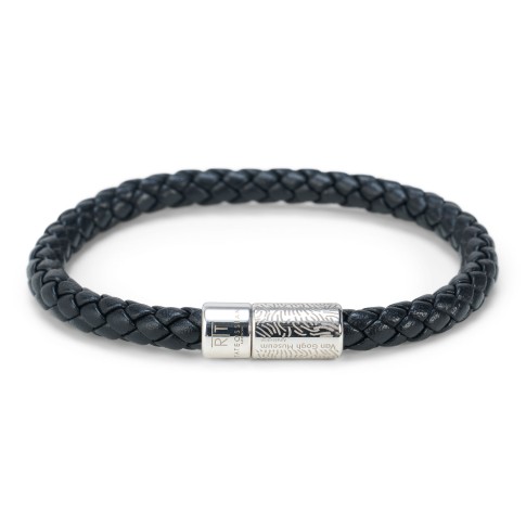 Leather braided bracelet black front