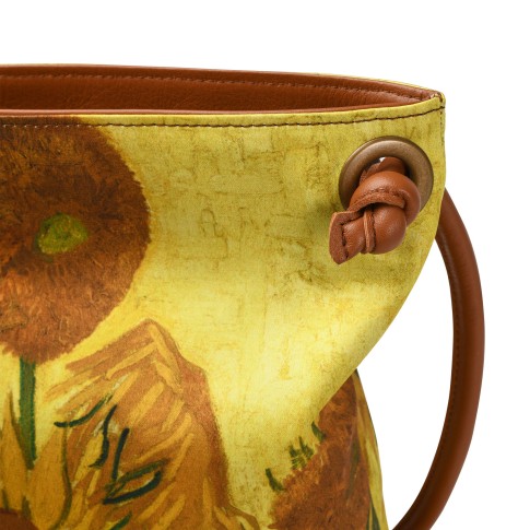 Van Gogh Bag leather & silk Sunflowers