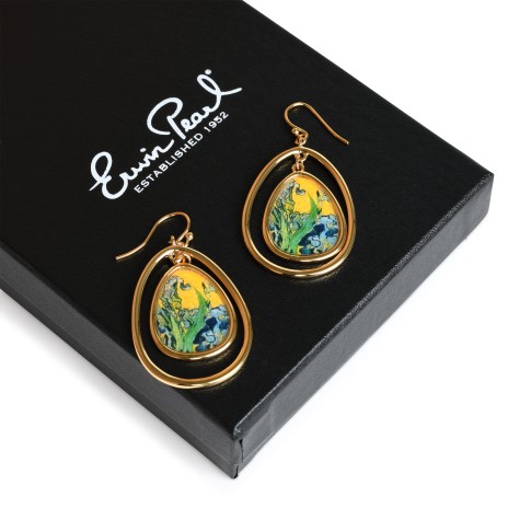 Van Gogh 22kt Goldplated teardrop earrings Irises, by Erwin Pearl®