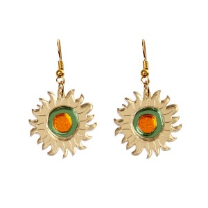 Van Gogh Green/Orange Sunflowers Earrings