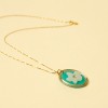Van Gogh Gold-Plated Necklace with Oval Blue and White Almond Blossom Pendant
