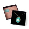 Van Gogh Gold-Plated Necklace with Oval Blue and White Almond Blossom Pendant