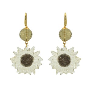 Van Gogh Resin and smoky quartz earrings Sunflowers, by Miccy’s