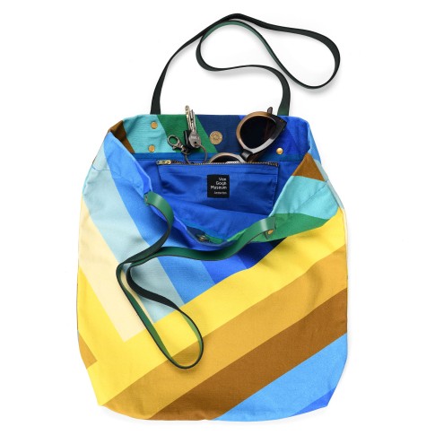 Van Gogh Tote bag Irises stripes organic cotton & leather