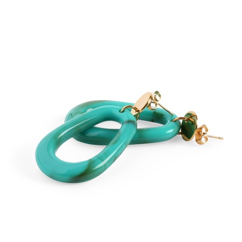 Van Gogh Ear studs lacquered resin turquoise, by Ellen Beekmans