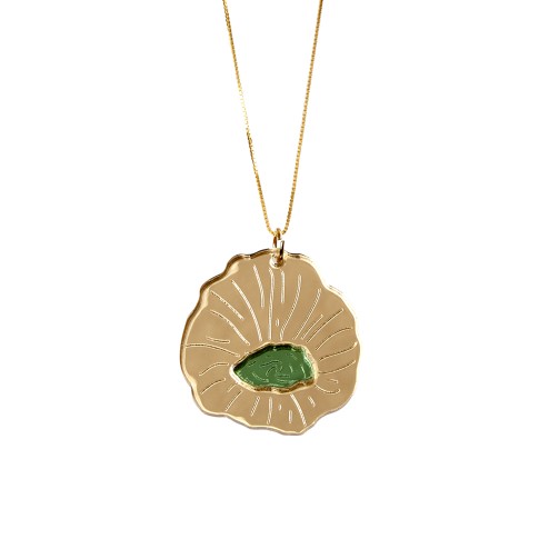 Van Gogh Gold-Plated Necklace with Yellow/Green Sunflowers