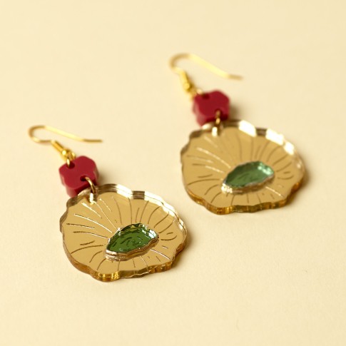 Van Gogh Yellow/Green Sunflowers Drop Earrings