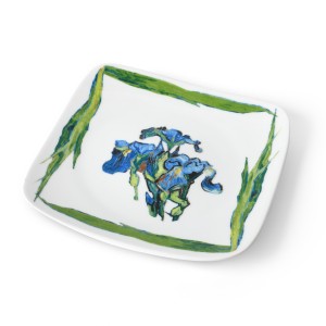 Van Gogh Porcelain platter Irises & leaves rim, by Catchii®