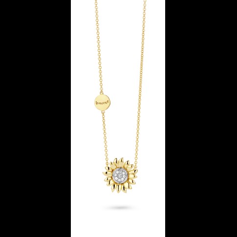 Van Gogh Gassan® Golden pendant necklace with diamonds Sunflowers