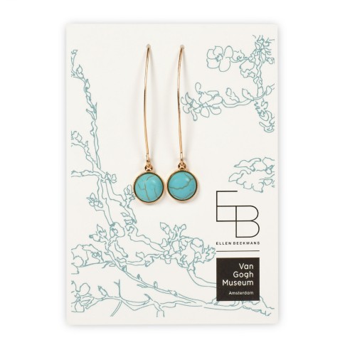 Van Gogh Earrings Elipse marble gemstone, by Ellen Beekmans