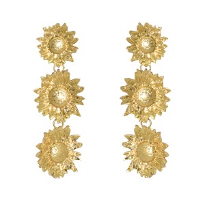 Van Gogh Earrings with 3 gold-plated Sunflowers, by Miccy’s