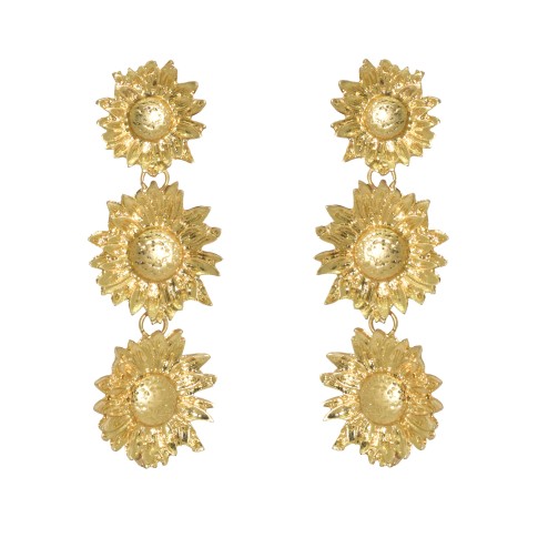 Van Gogh Earrings with 3 gold-plated Sunflowers, by Miccy’s