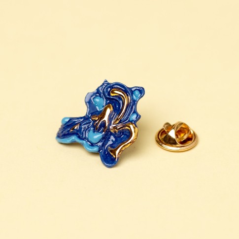 Broche de porcelana con pan de oro, Lirios de Van Gogh