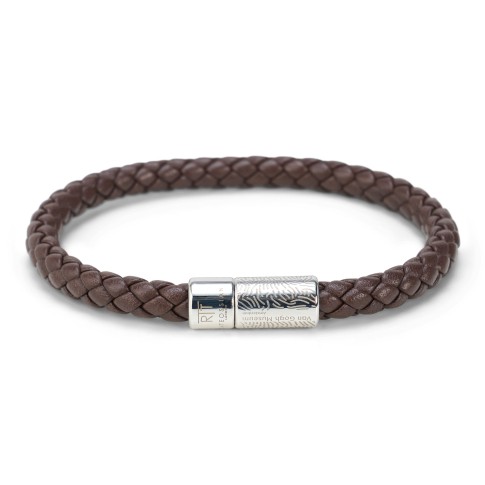 Pulsera Trigal con cuervos – cuero trenzado marrón