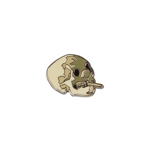 Pin Head of a Skeleton with a Burning Cigarette