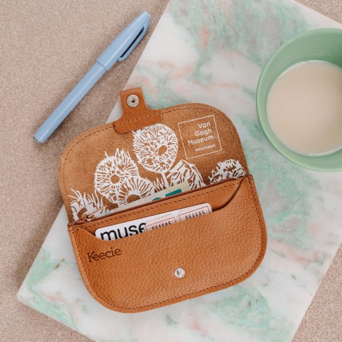 Cartera piel coñac Girasoles – Keecie