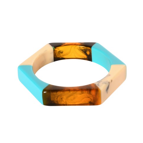 Van Gogh Hexagon bracelet in lacquered resin turquoise, by Ellen Beekmans®