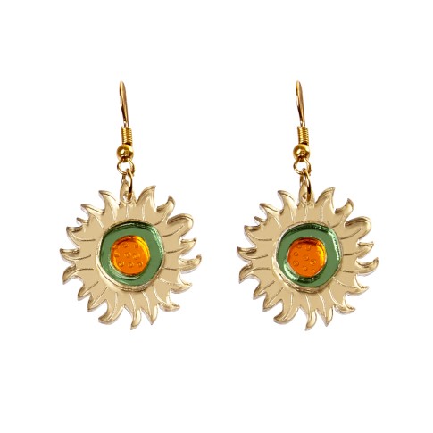 Pendientes Girasoles verde/naranja Van Gogh