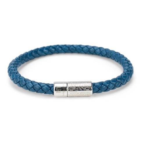 Pulsera Trigal con cuervos – cuero trenzado azul