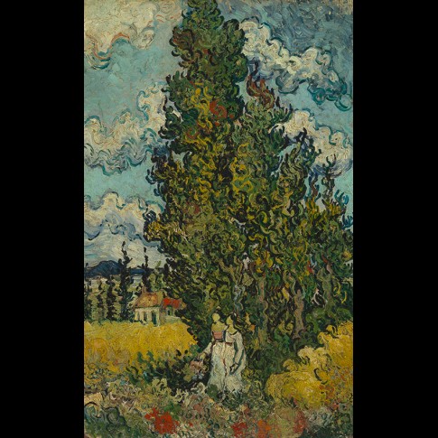 Van Gogh Giclée, Cypresses and Two Women