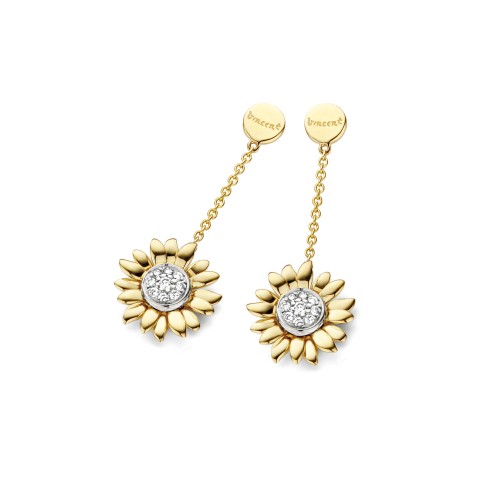 Pendientes de oro con diamantes Van Gogh Gassan®, Los girasoles