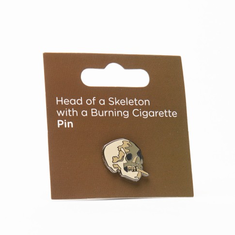Pin Head of a Skeleton with a Burning Cigarette
