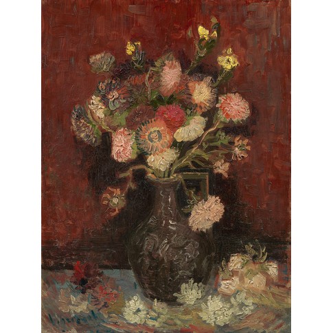 Van Gogh Giclée, Vaas met Chinese asters en tuingladiolen