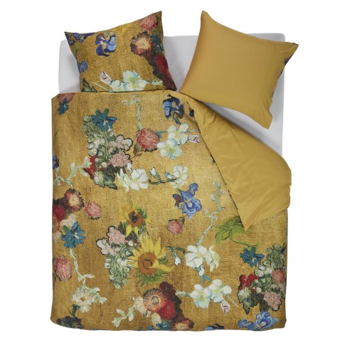 Dekbedovertrekset Vincents bloemen all-over goud, Beddinghouse x Van Gogh Museum®