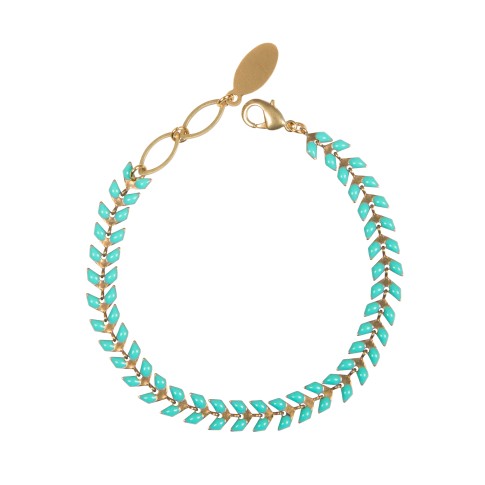Van Gogh Armband met emaillen blaadjes turquoise, door Ellen Beekmans