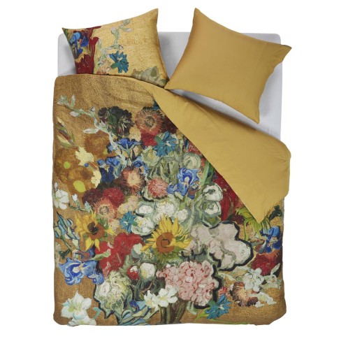 Dekbedovertrekset Boeket Vincents bloemen goud, Beddinghouse x Van Gogh Museum®