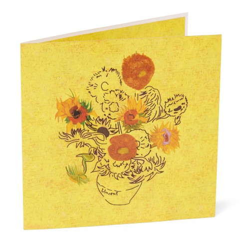 Van Gogh 3D pop-up ansichtkaart Zonnebloemen, geel