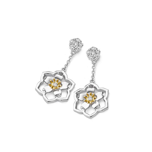 Van Gogh Gassan Gouden oorhangers met diamant Amandelbloesem