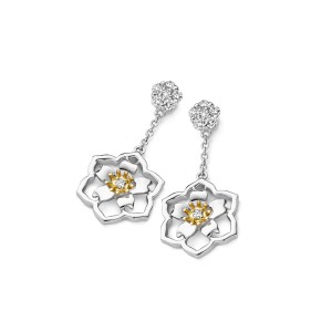 Van Gogh Gassan® Gouden oorhangers met diamant Amandelbloesem