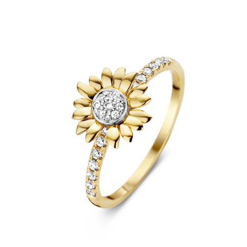 Van Gogh Gassan® Gouden ring met 23 diamanten Zonnebloemen