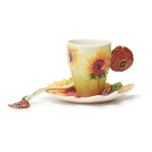 Van Gogh Franz Collection® porseleinen kop en schotel Zonnebloemen