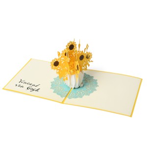 Van Gogh 3D pop-up ansichtkaart Zonnebloemen, geel