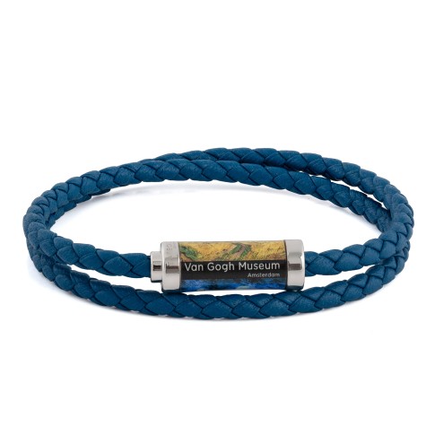 Van Gogh Tateossian® leren gevlochten armband blauw