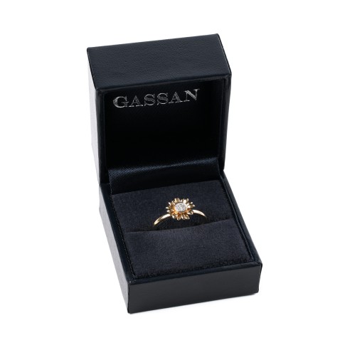 Van Gogh Gassan® Gouden ring met 9 diamanten Zonnebloemen