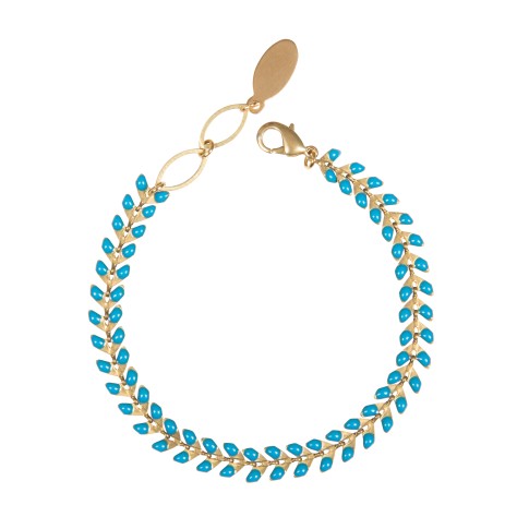 Van Gogh Armband met emaillen blaadjes blauw, door Ellen Beekmans