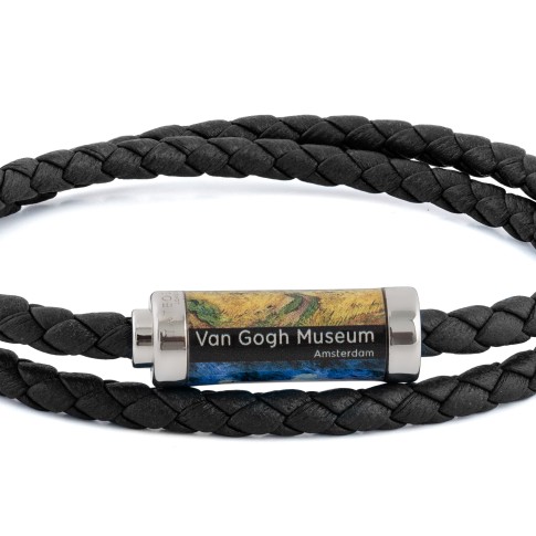 Van Gogh Tateossian® leren gevlochten armband zwart