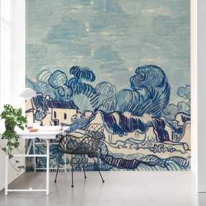 Van Gogh 3D Behang Landschap met huizen